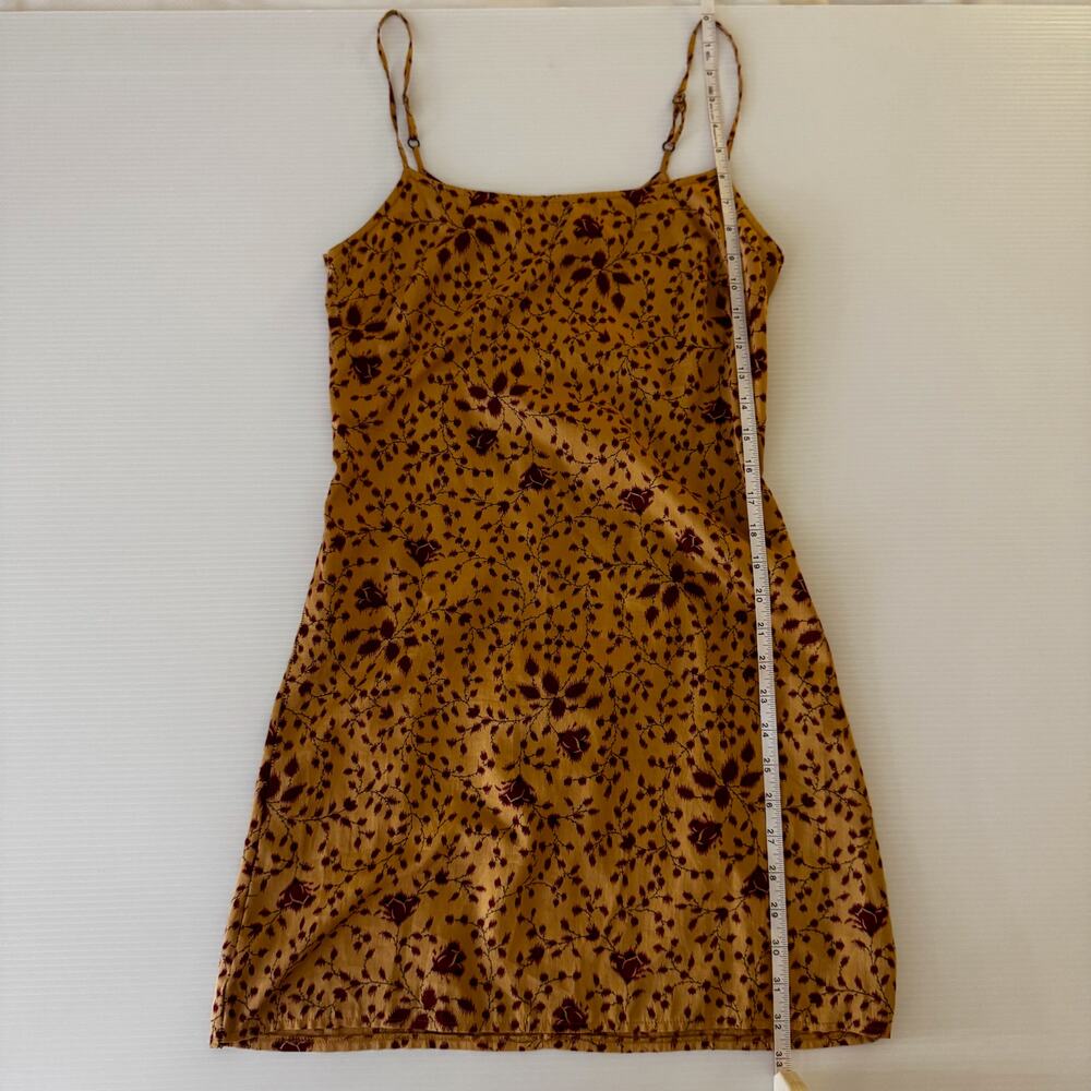 Sisley Italy Mini Slip Dress Yellow Red Floral 90s Y2K Euro Summer Romantic XS - Picture 8 of 16